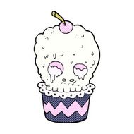 spooky skull cupcake comic cartoon