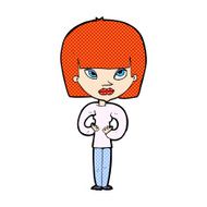 comic cartoon woman gesturing at herself