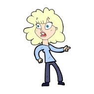 comic cartoon worried woman pointing
