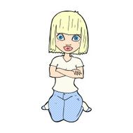 comic cartoon woman kneeling