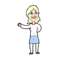 comic cartoon woman gesturing to show something