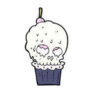 comic cartoon spooky skull cupcake