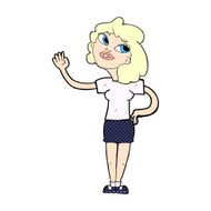 comic cartoon woman waving N5