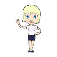 comic cartoon woman waving N6