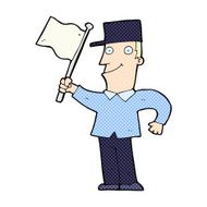 comic cartoon man waving flag