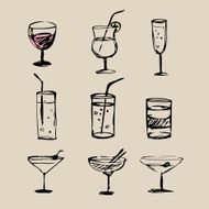Cocktails hand drawn 2