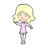 comic cartoon friendly woman waving