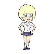comic cartoon pretty woman with hands on hips