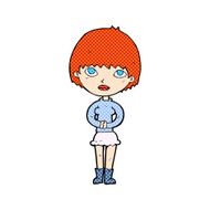 comic cartoon woman waiting patiently