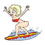 comic cartoon surfer girl