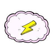 comic cartoon cloud and lightning bolt symbol