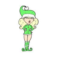 comic cartoon santa&#039;s helper woman
