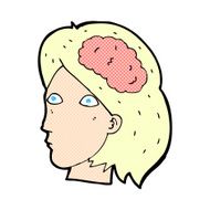 comic cartoon female head with brain symbol N2