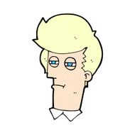 comic cartoon man with narrowed eyes