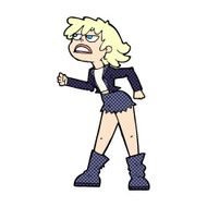 comic cartoon angry biker girl