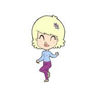 comic cartoon pretty woman dancing