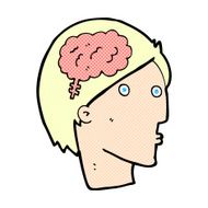 comic cartoon man with brain symbol
