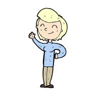 comic cartoon friendly waving woman