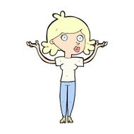 comic cartoon woman throwing arms in air