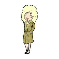 comic cartoon woman in trench coat