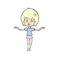 comic cartoon woman making balancing gesture