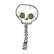 comic cartoon spooky skull and spine