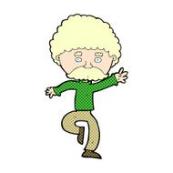 comic cartoon mustache man disco dancing