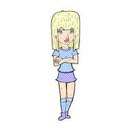 comic cartoon girl with crossed arms