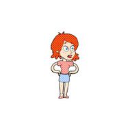 comic cartoon woman with hands on hips N6