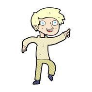 comic cartoon happy boy pointing
