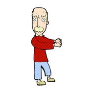 comic cartoon balding man explaining