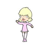 comic cartoon woman waving N9