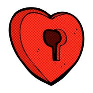 comic cartoon heart with keyhole