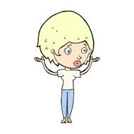 comic cartoon woman raising hands in air N2