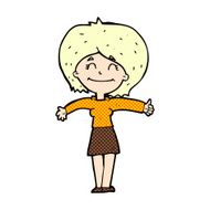 comic cartoon woman giving thumbs up sign