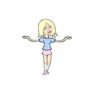 comic cartoon woman shrugging shoulders N27