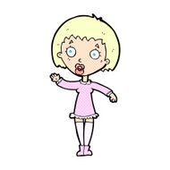 comic cartoon waving woman N9