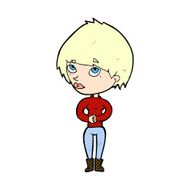 comic cartoon woman considering