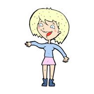 comic cartoon waving woman N10