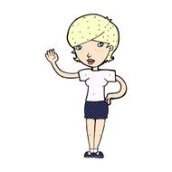 comic cartoon woman waving N11