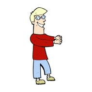 comic cartoon grinning man wearing glasses
