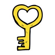 comic cartoon heart shaped key