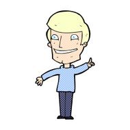 comic cartoon grinning man with idea