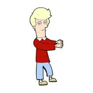 comic cartoon bored man showing the way