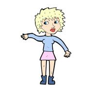 comic cartoon friendly woman waving N2