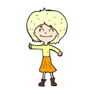 comic cartoon happy girl giving thumbs up symbol