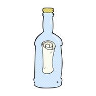 comic cartoon letter in a bottle