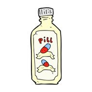 comic cartoon old bottle of pills