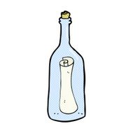 comic cartoon letter in a bottle N2