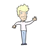 comic cartoon worried man reaching out N2